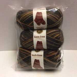 Lion Brand Sock-Ease “Toffee” Sock Yarn - Dark Earth Tones (3-Pack)